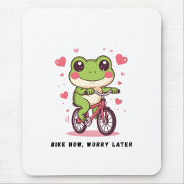 Mousepad Cute Frog Riding Bicycle | Funny Frog Lover Gift