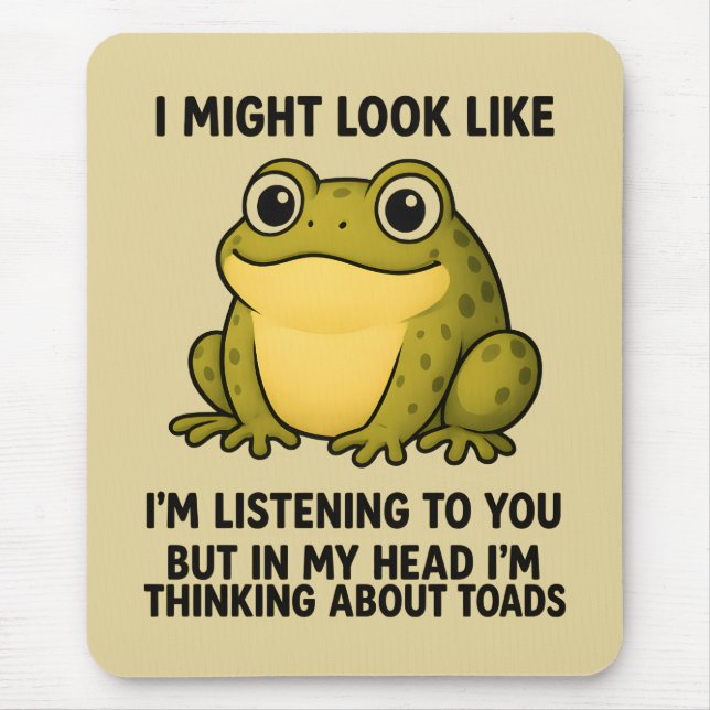 Mousepad Cute Frog Toad ADHD Humor Meeting Survival Gift (Frente)