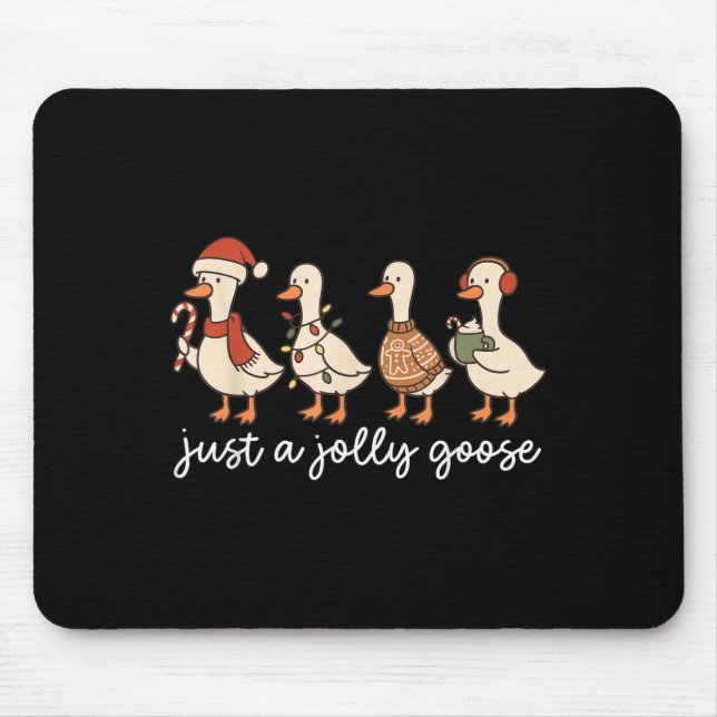 Mousepad Cute Funny Just A Jolly Goose Silly Santa Hot Coco (Frente)