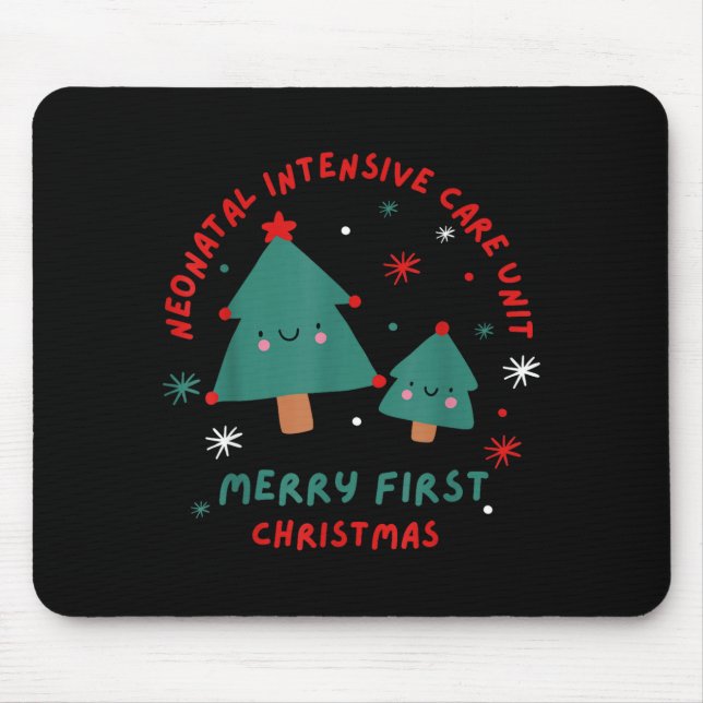 Mousepad Cute Funny Nicu Merry First Christmas Nurse Crew S (Frente)