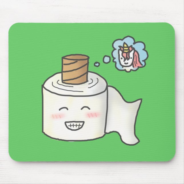 Mousepad Cute Funny Papel Higiênico Sonhando que é Unicórni (Frente)