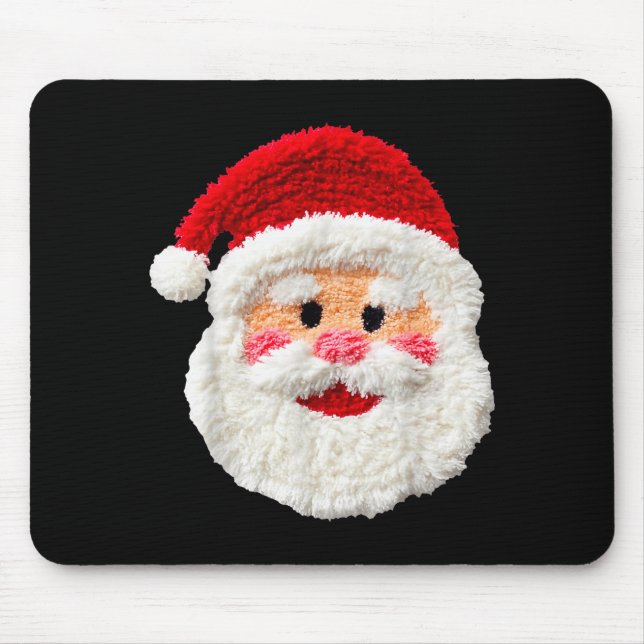 Mousepad Cute Funny Preppy Faux Yarn Santa Claus Face Merry (Frente)