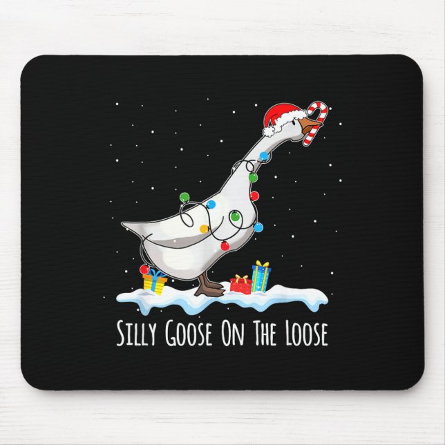 Mousepad Cute Funny Santa Duck Silly Goose On The Loose Chr (Frente)