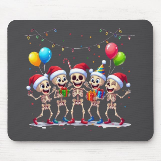 Mousepad Cute Funny Skeletons Christmas & New Year Celebrat (Frente)