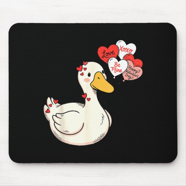 Mousepad Cute Funny Valentine Silly Gooses Duck Love Matchi (Frente)