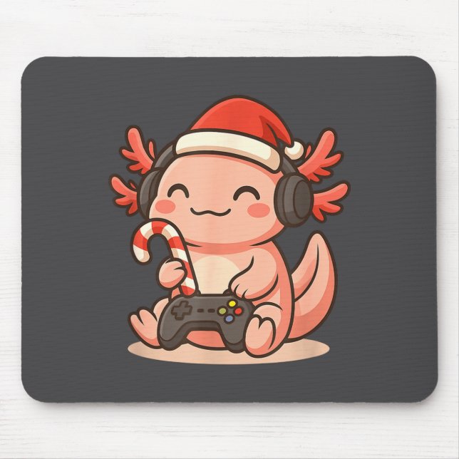 Mousepad Cute Gamer Axolotl Christmas Design  (Frente)