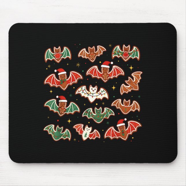 Mousepad Cute Gingerbread Bats Soky Christmas Cookie Merry  (Frente)