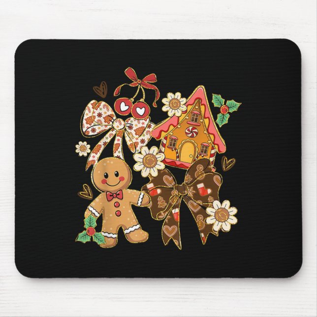 Mousepad Cute Gingerbread Christmas Preppy Coquette Holiday (Frente)