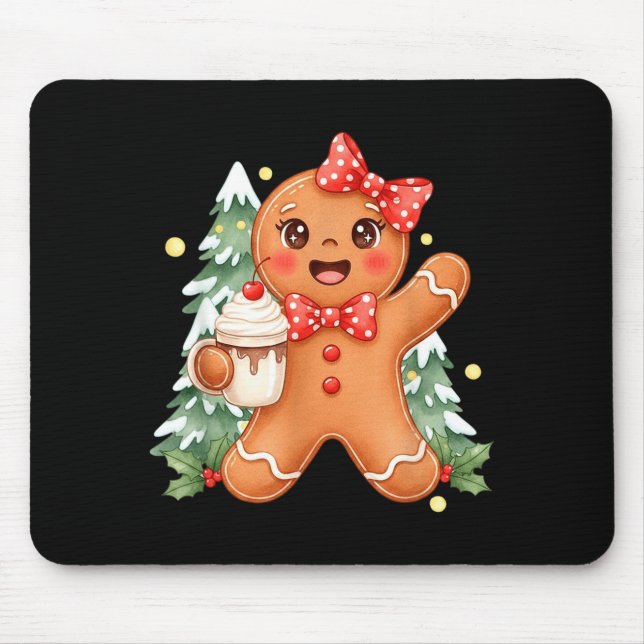 Mousepad Cute Gingerbread Christmas Snow Xmas For Men Women (Frente)