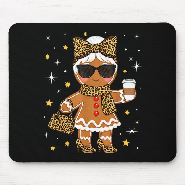 Mousepad Cute Gingerbread Leopard Coquette Christmas Xmas G (Frente)