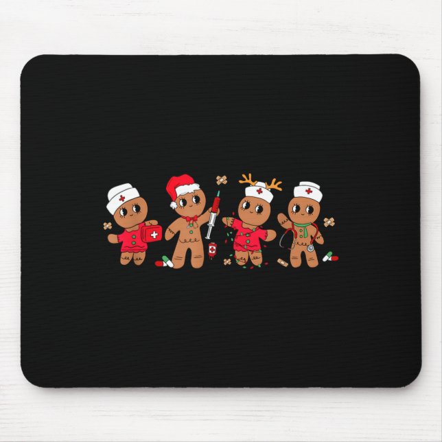 Mousepad Cute Gingerbread Nurse Christmas Design Medical Hu (Frente)