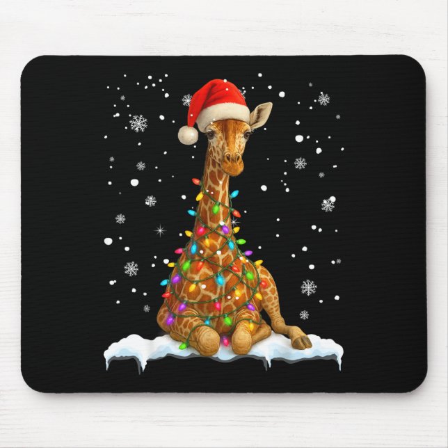 Mousepad Cute Giraffe Christmas Light Funny Giraffe Lover X (Frente)