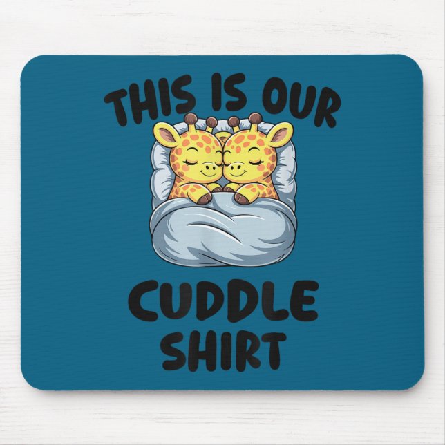Mousepad Cute Giraffe Couple This Is Our Cuddle  (Frente)