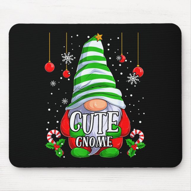Mousepad Cute Gnome Christmas Pajamas Matching Family Group (Frente)