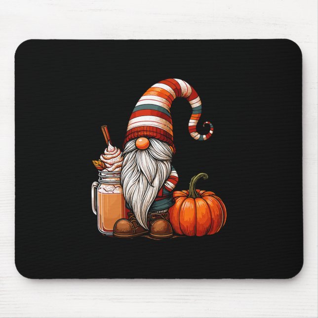 Mousepad Cute Gnome de Outono, Tempero de Abóbora, Café com (Frente)