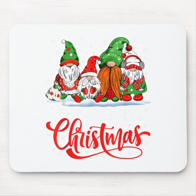 Mousepad Cute Gnomes Merry Christmas Light Family Gnome Xma (Frente)