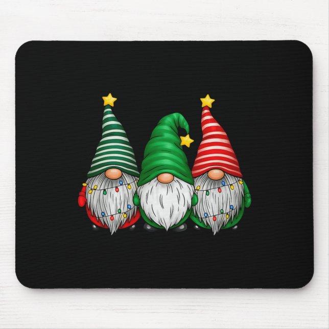 Mousepad Cute Gnomes Merry Christmas Light Family Gnome Xma (Frente)