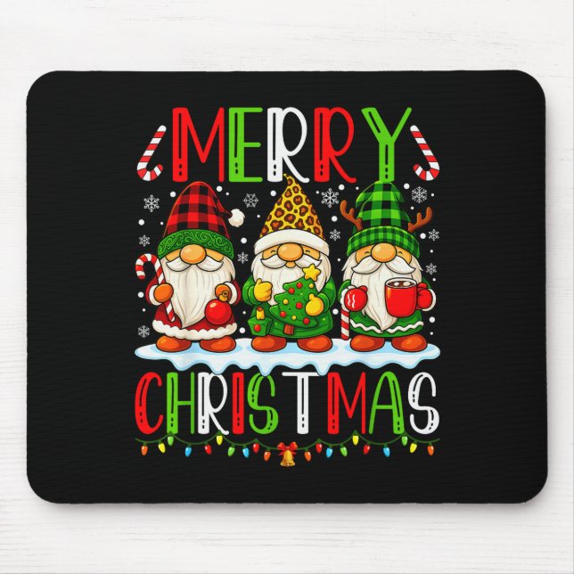 Mousepad Cute Gnomes Merry Christmas Lights Gnome Xmas Men  (Frente)