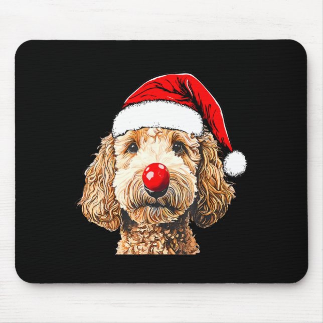 Mousepad Cute Goldendoodle Dogs Christmas Santa Golden Dood (Frente)