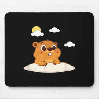 Mousepad Cute Groundhog On A Sunny Day 
