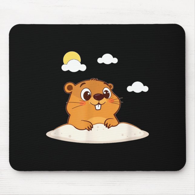 Mousepad Cute Groundhog On A Sunny Day  (Frente)