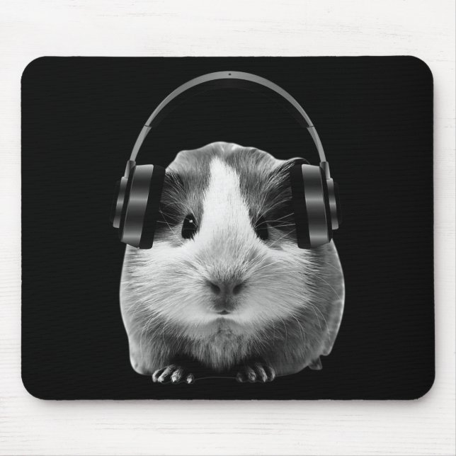 Mousepad Cute Guiné Pig Ouvindo Dubstep (Frente)