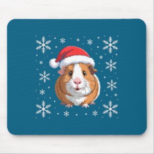 Mousepad Cute Guinea G Usando Chapéu de Papai Noel Natal 