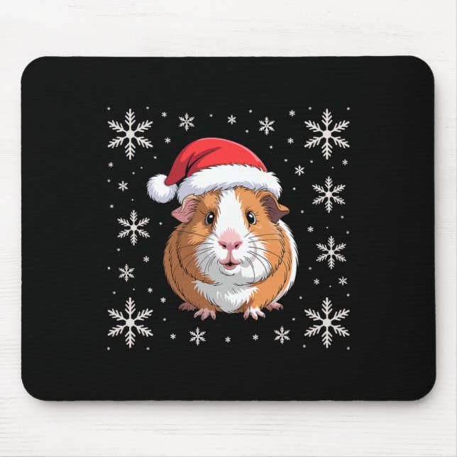 Mousepad Cute Guinea G Wearing Santa Hat Christmas Premium  (Frente)