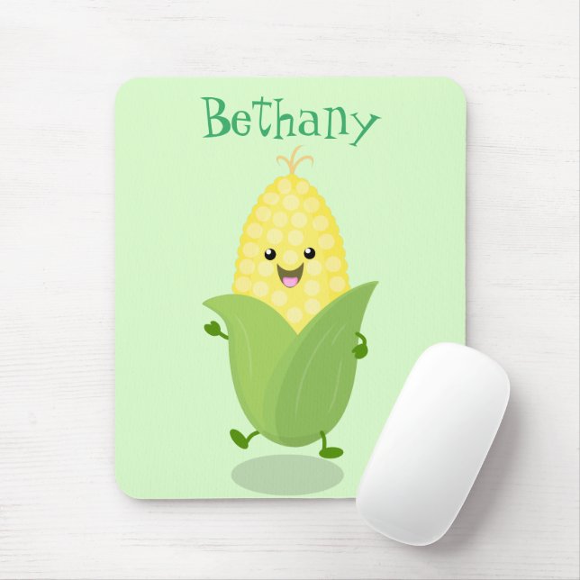 Mousepad Cute happy corn cartoon illustration (Com mouse)