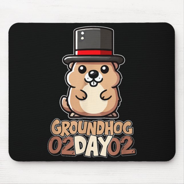 Mousepad Cute Happy Groundhog Day February 2nd Phils Holida (Frente)