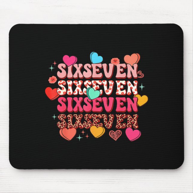 Mousepad Cute Hearts 67 Meme Six Seven Gen Alpha Slang 6 7  (Frente)