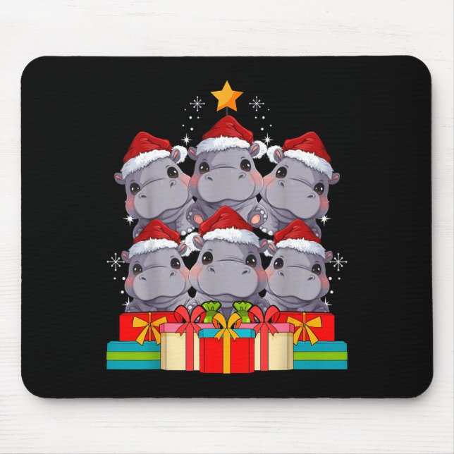 Mousepad Cute Hip Le Hiptamus Christmas Tree Xmas Hat  (Frente)