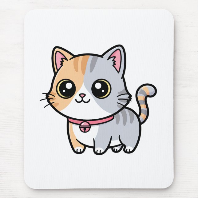 Mousepad Cute Kawaii Cartoon Kitten Mascot (Frente)