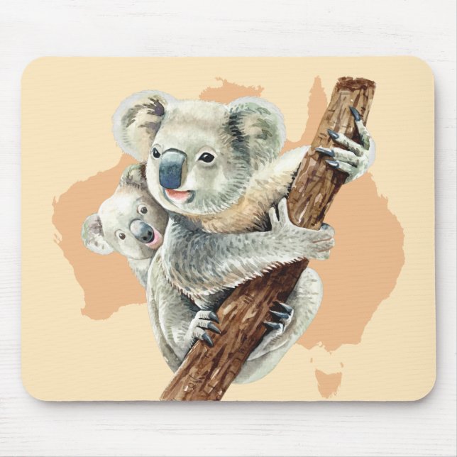 Mousepad Cute Koala Mãe e Bebê (Frente)
