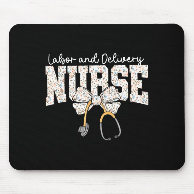 Mousepad Cute Labor And Delivery Nurse Stethoscope Coquette (Frente)
