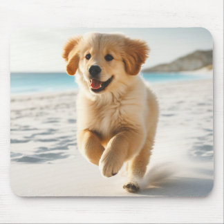 Mousepad Cute Labrador Puppy Running on Beach