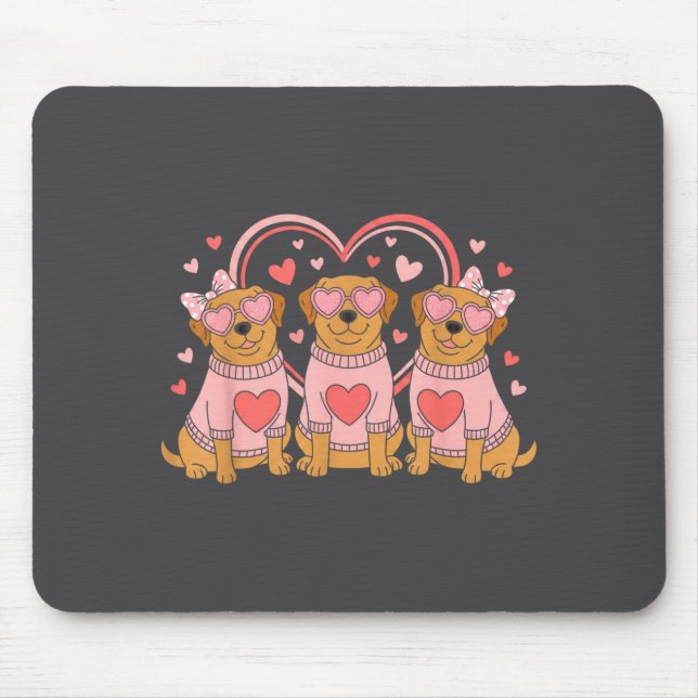 Mousepad Cute Labrador Valentines Heart Dog Lover Men Women (Frente)