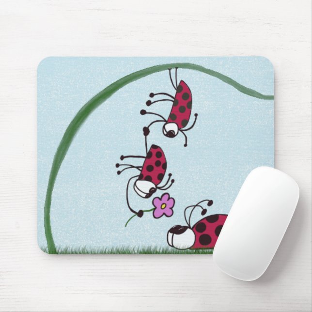 Mousepad Cute Ladybug Professando Sua Pintura De Amor (Com mouse)