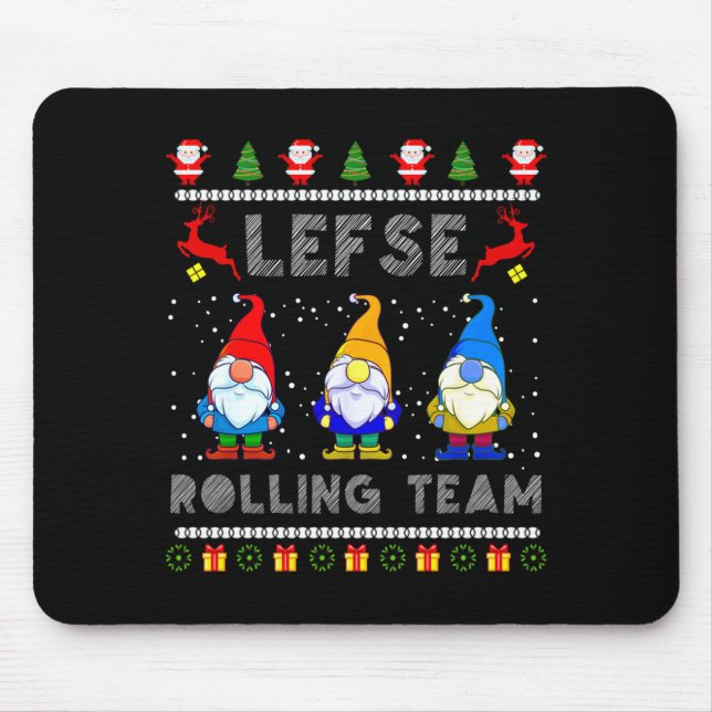 Mousepad Cute Lefse Rolling Team Norwegian Gnomes Ugly Xmas (Frente)