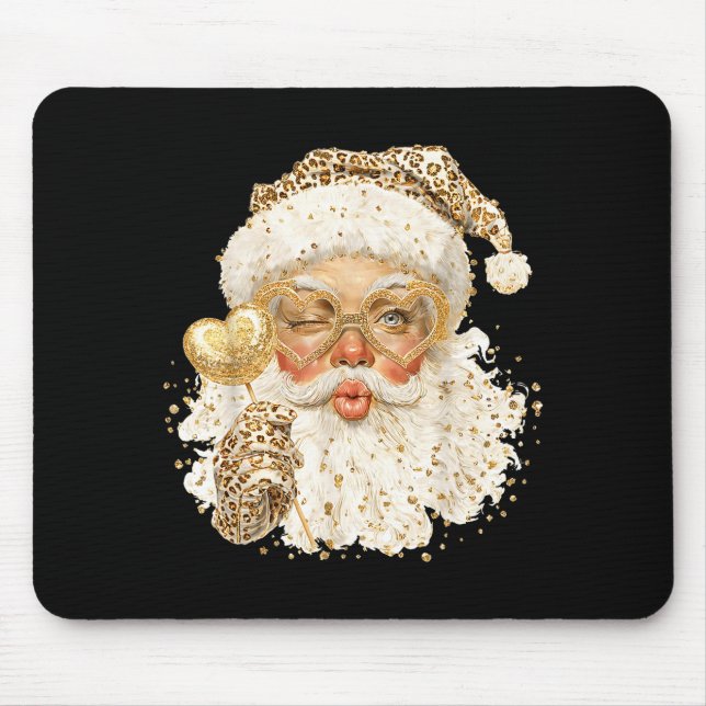 Mousepad Cute Leopard Santa Claus Merry Christmas 2026 Prep (Frente)