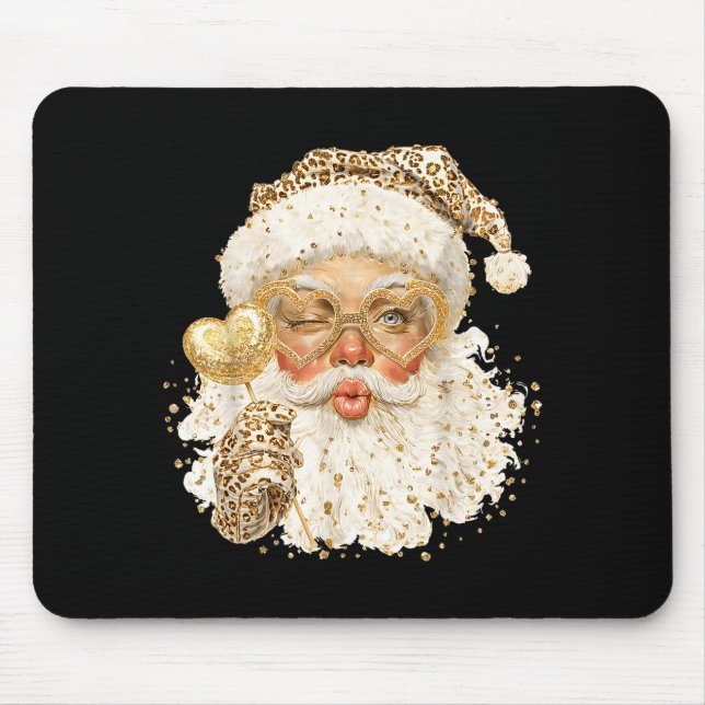 Mousepad Cute Leopard Santa Claus Merry Christmas 2026 Prep (Frente)