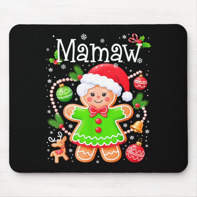 Mousepad Cute Mamaw Gingerbread Family Matching Christmas C (Frente)