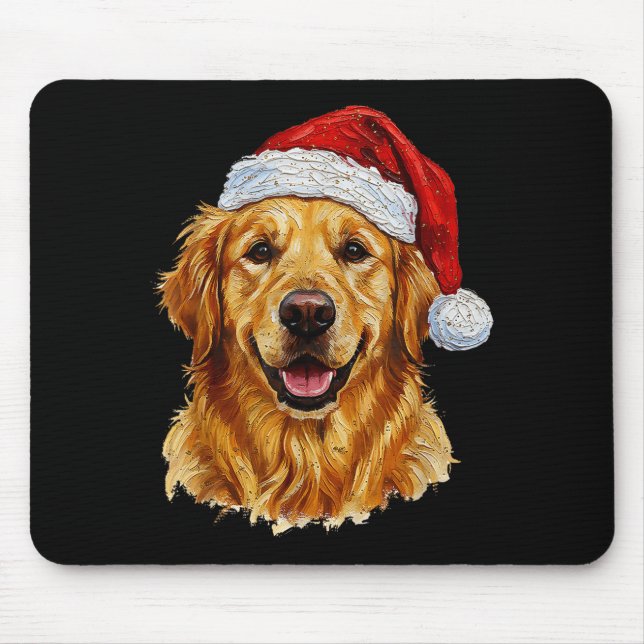 Mousepad Cute Merry Christmas Golden Retriever Dog Christma (Frente)