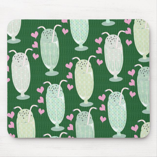Mousepad Cute Milkshakes Mint Fun Happy Yummy Pattern (Frente)