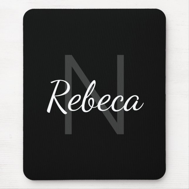 Mousepad Cute Monogrammed Girl's Name | Black & White (Frente)
