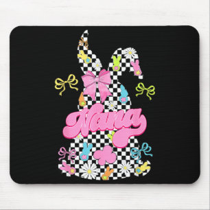 Mousepad Cute nana xadrez coquette laço coelho dia de Pásco