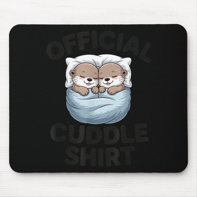 Mousepad Cute Otter Couple Cozy Cuddle  (Frente)