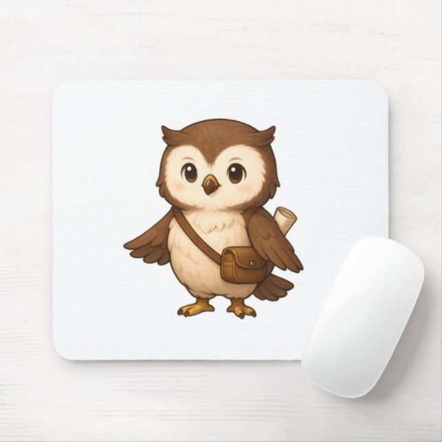 Mousepad Cute Owl Illustration – Okojo and Friends Illust (Com mouse)