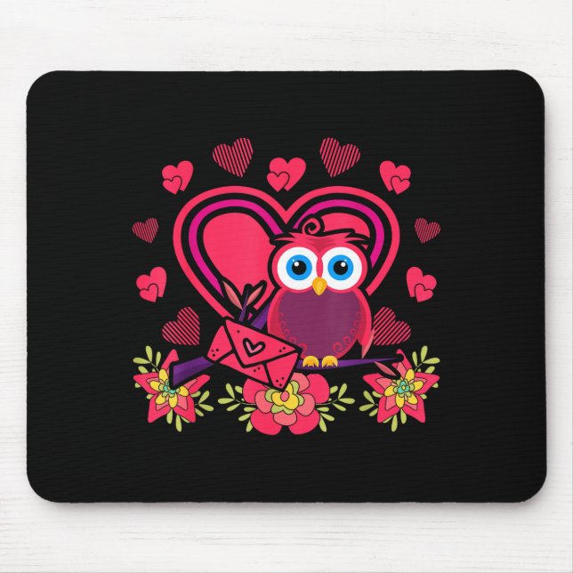 Mousepad Cute Owl Valentines Day Gift Bird Owl  (Frente)