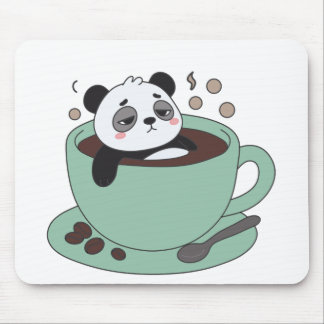 Mousepad Cute Panda In Coffee Cup Coffee Lover Gift